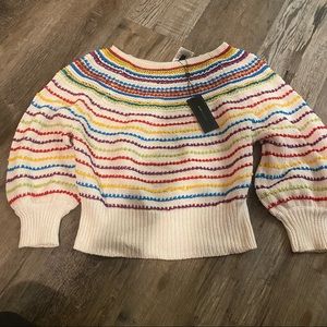 New BCBG Mixed Stitch Striped Sweater • Lrg